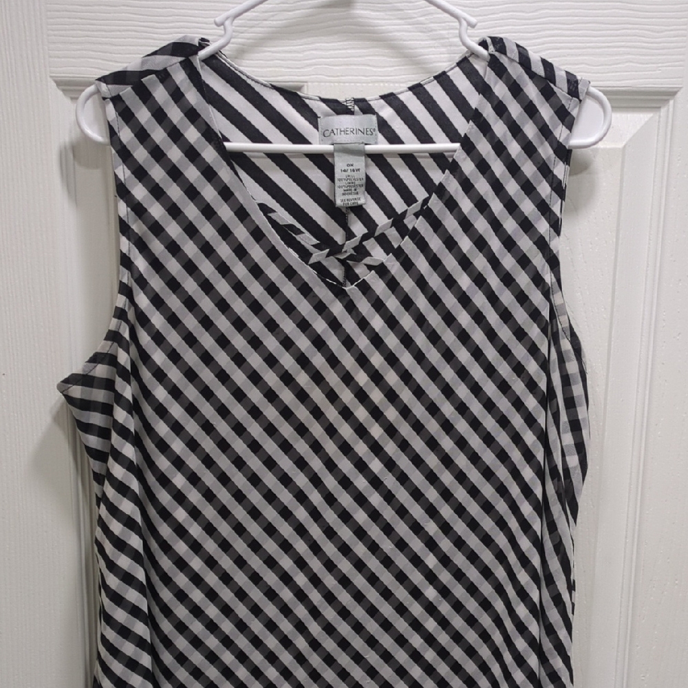 Catherines Black and White Striped Tank Top
